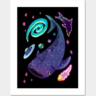 Purple Space Whale Shark of the Galaxy Posters and Art